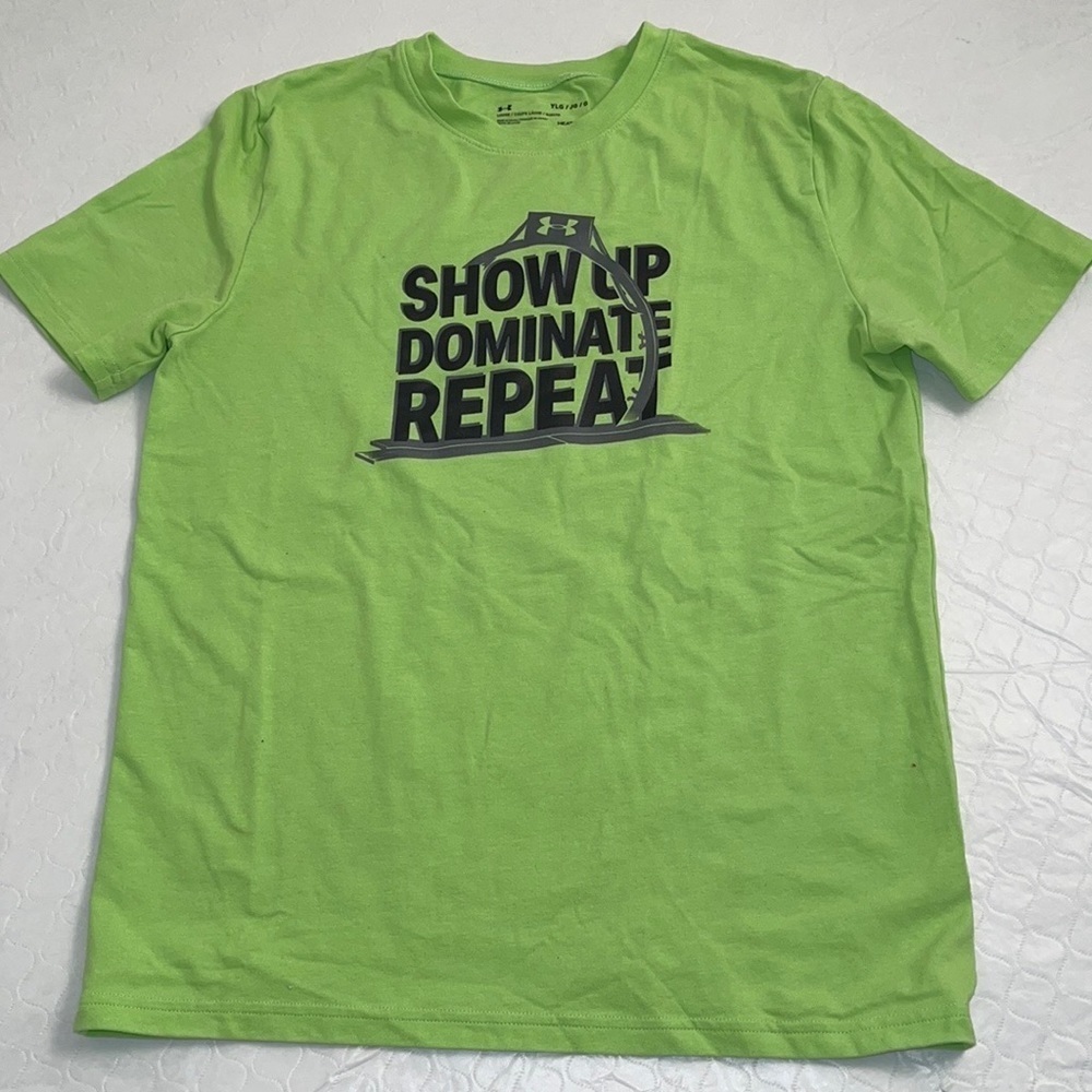 Under Armour neon green loose fit short sleeve graphic t-shirt YL